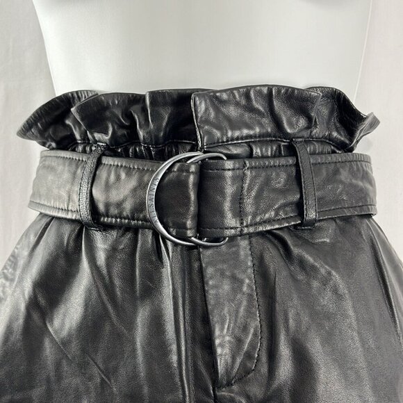 Allsaints NWT Erica Black Leather Paperbag Shorts - Picture 4 of 11